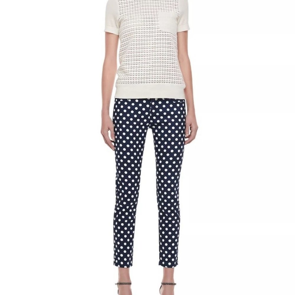 NWOT KATE SPADE NEW YORK Big Polka Dots Blue Trouser Size 2